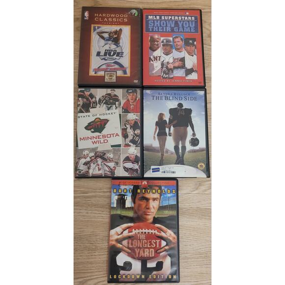 Lot Of 5 Sports Dvds Pre-owned Untested Movies Discs NBA , MLB , NFL , NHL - Picture 1 of 8